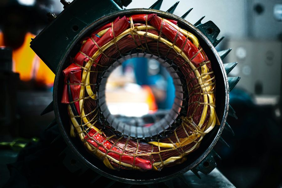 Close-up of a rotating motor component